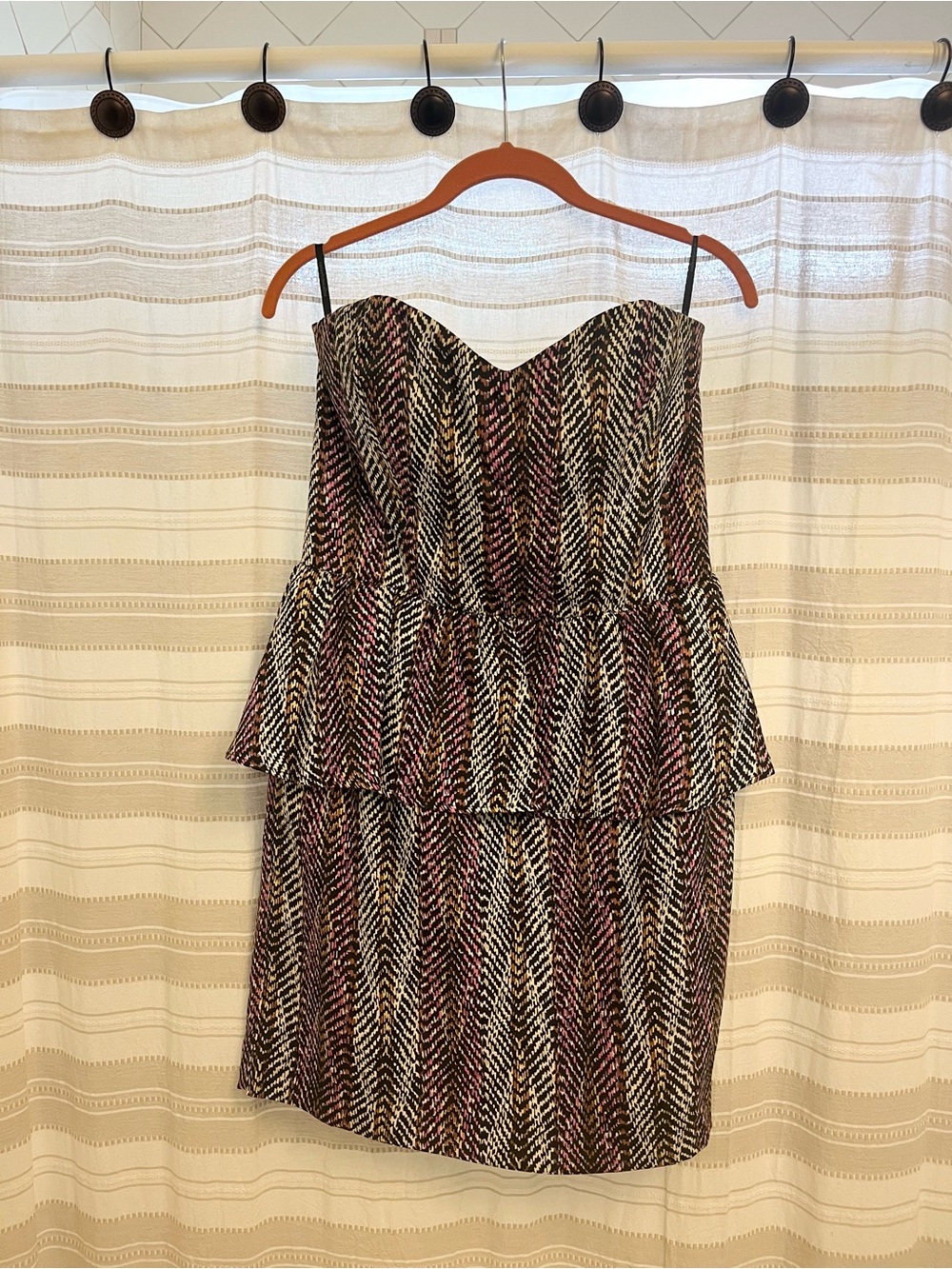 Corey Lynn Calter Silk Strapless Peplum Mini Dress / Cocktail Party Dress Sz 10